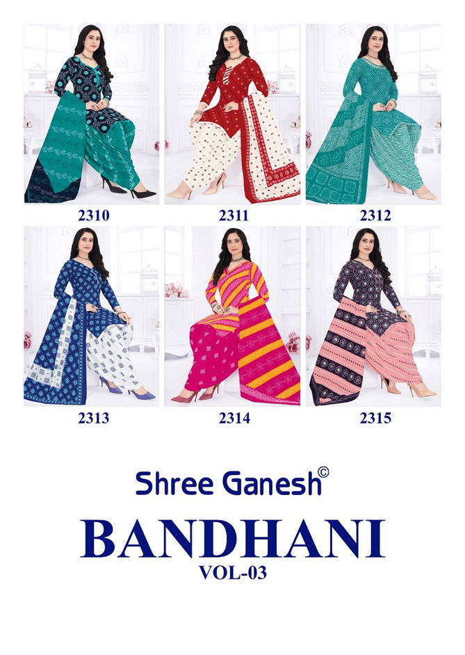 Bandhani Vol 3 By Shree Ganesh Bandhani Printed Cotton Dress Material Wholesale Online